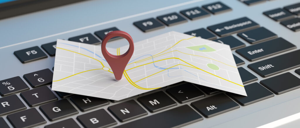 Optimize Google Business Profile to Attract Tacoma Customers 2 map pointer location on a laptop 3d illustration 2024 12 07 19 23 56 utc